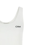White Ribbed Cotton Tank Top