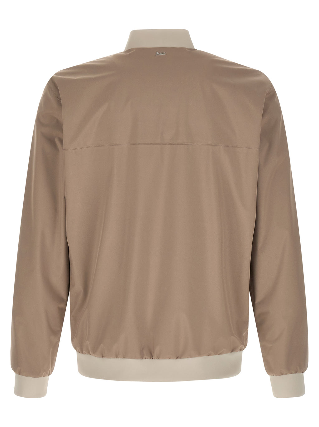 Beige Water‑Repellent Bomber Jacket