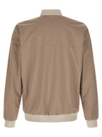 Beige Water‑Repellent Bomber Jacket