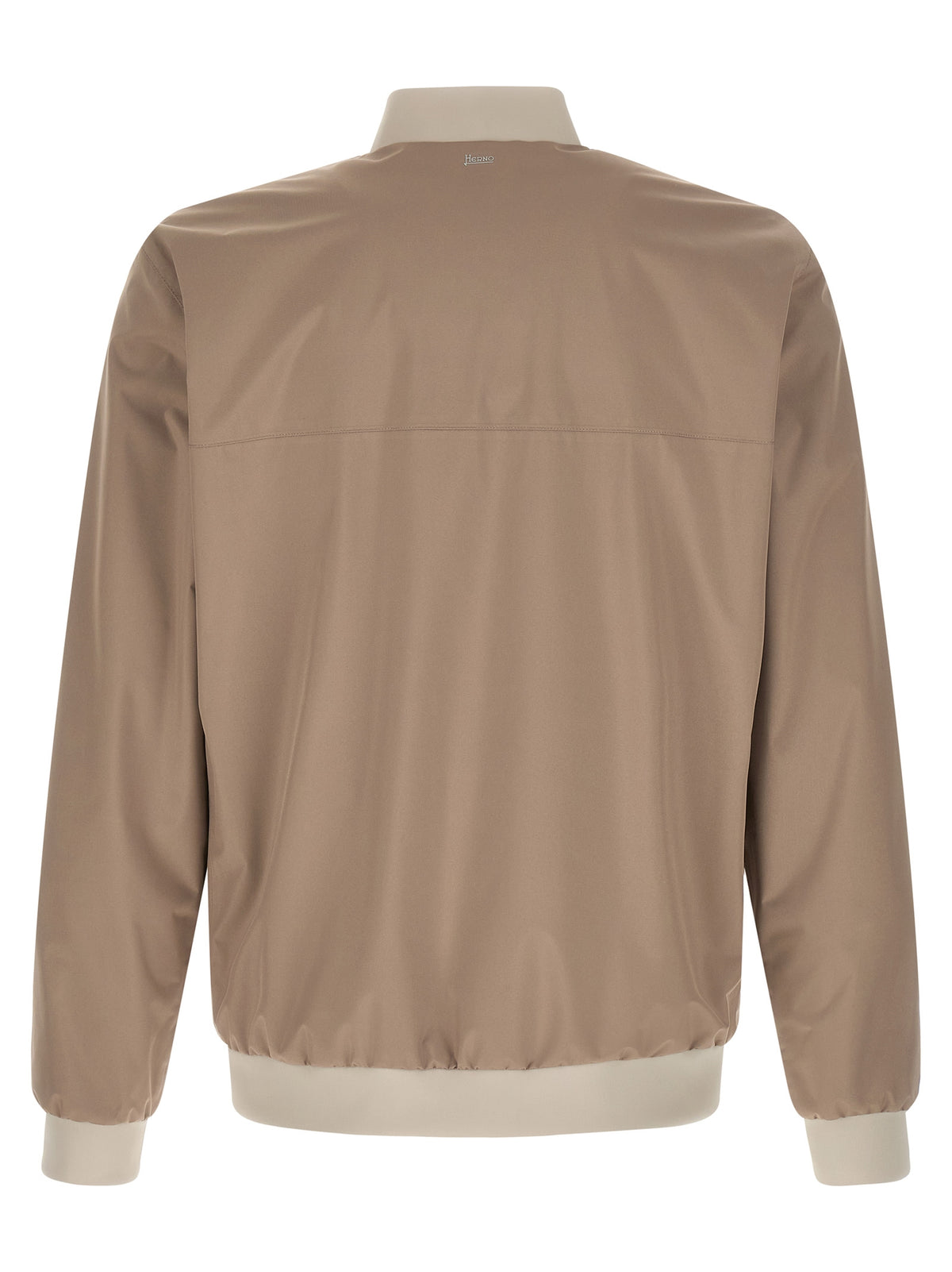 Beige Water‑Repellent Bomber Jacket