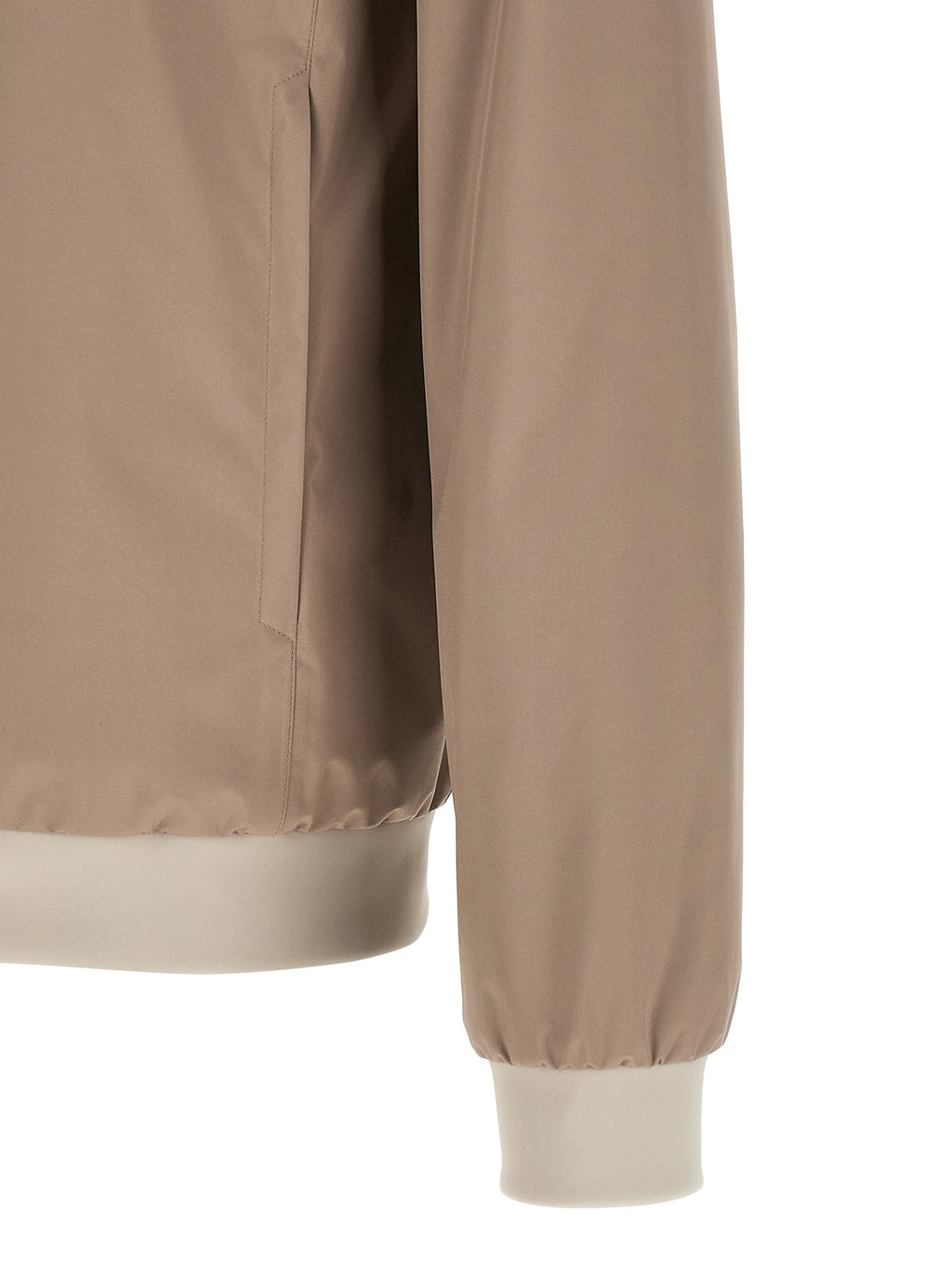 Beige Water‑Repellent Bomber Jacket