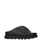 Black Leather Slip-On Slippers