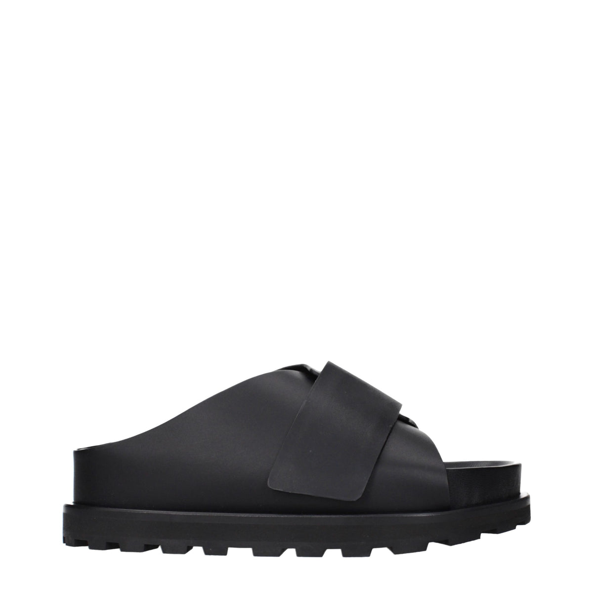 Black Leather Slip-On Slippers