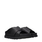 Black Leather Slip-On Slippers