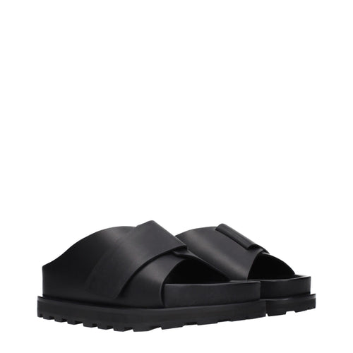 Black Leather Slip-On Slippers