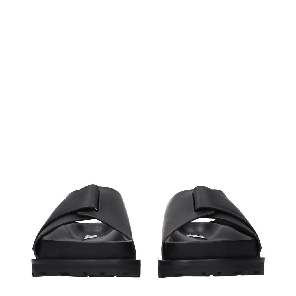 Black Leather Slip-On Slippers