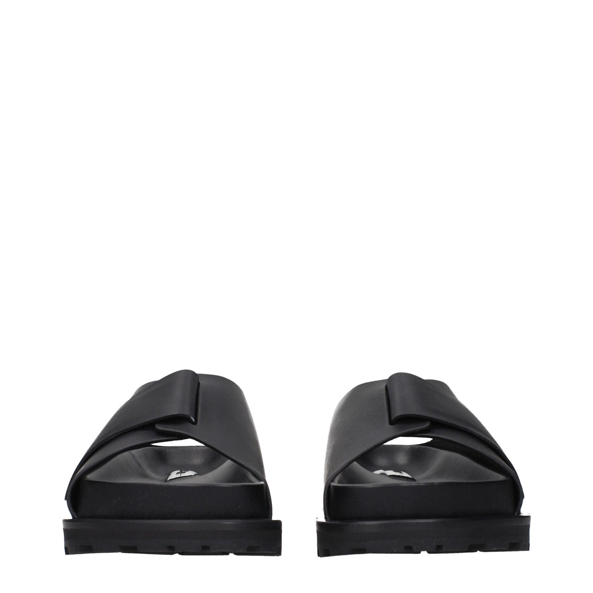 Black Leather Slip-On Slippers