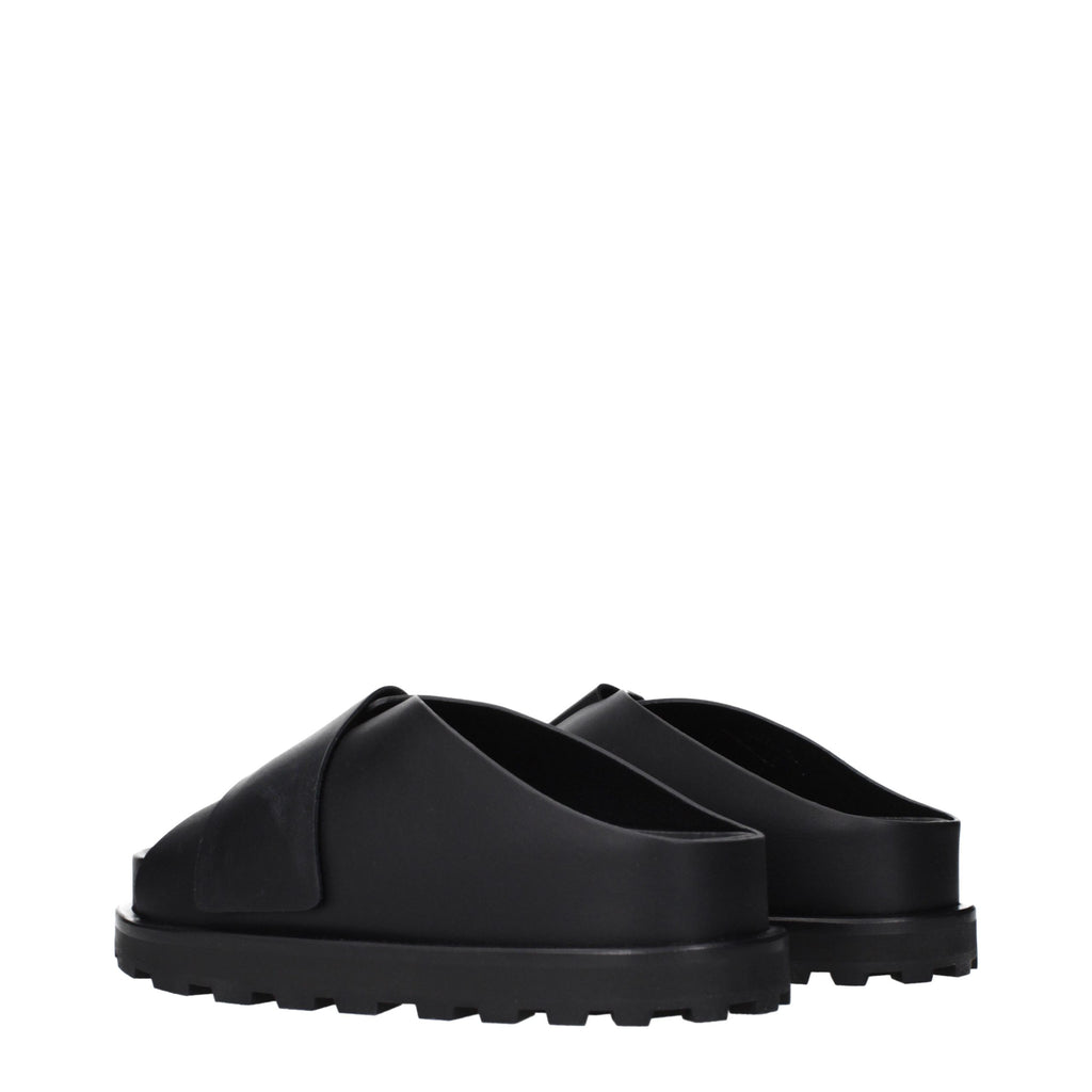 Black Leather Slip-On Slippers