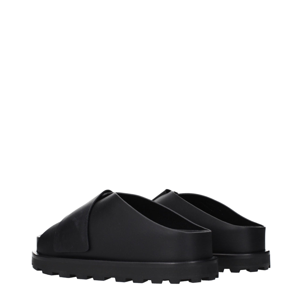 Black Leather Slip-On Slippers