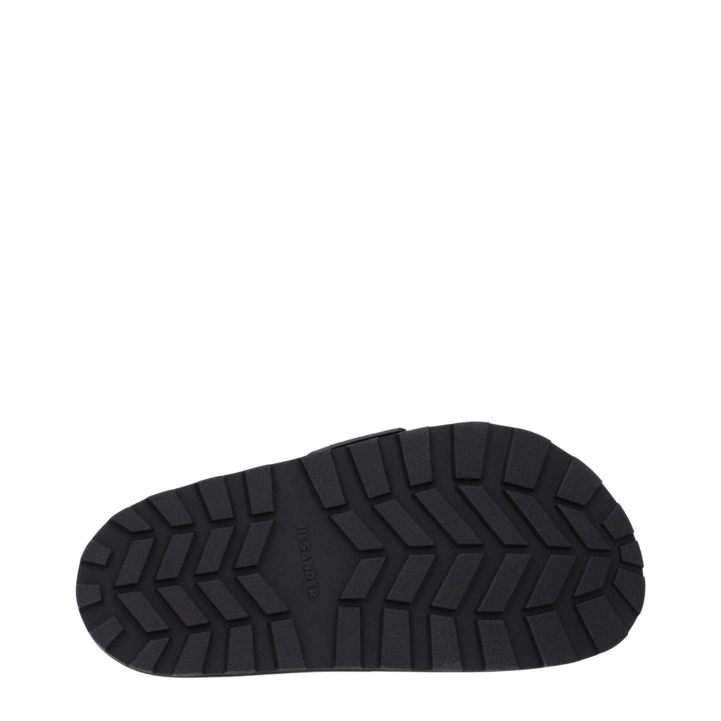 Black Leather Slip-On Slippers