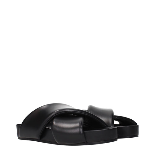 Black Leather Slippers