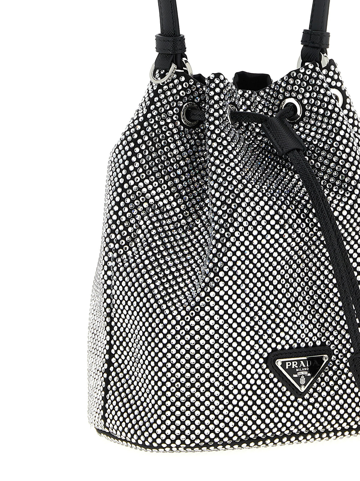 Satin Crystal Bucket Bag