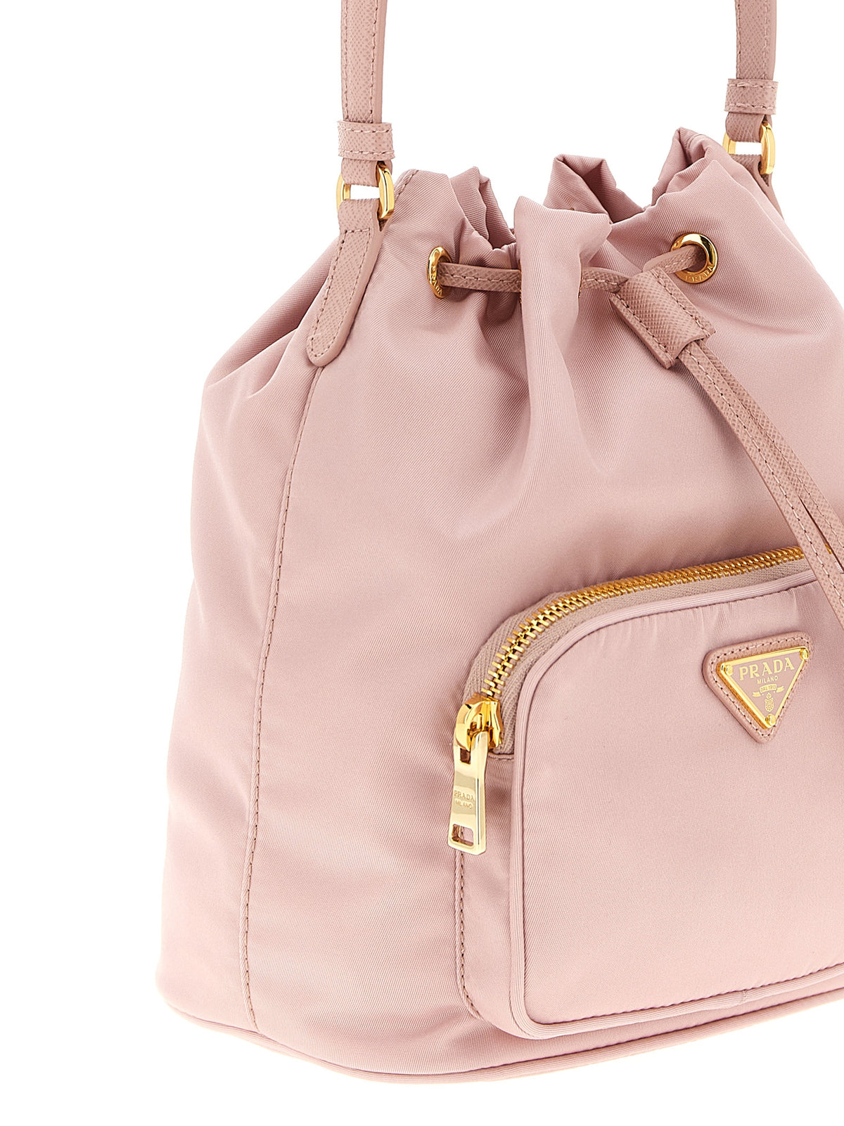 Duet Re-Nylon And Saffiano Leather Bucket Bag