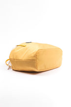 Yellow Polyester Shoulder Bag With Glossy Patent Leather Detail