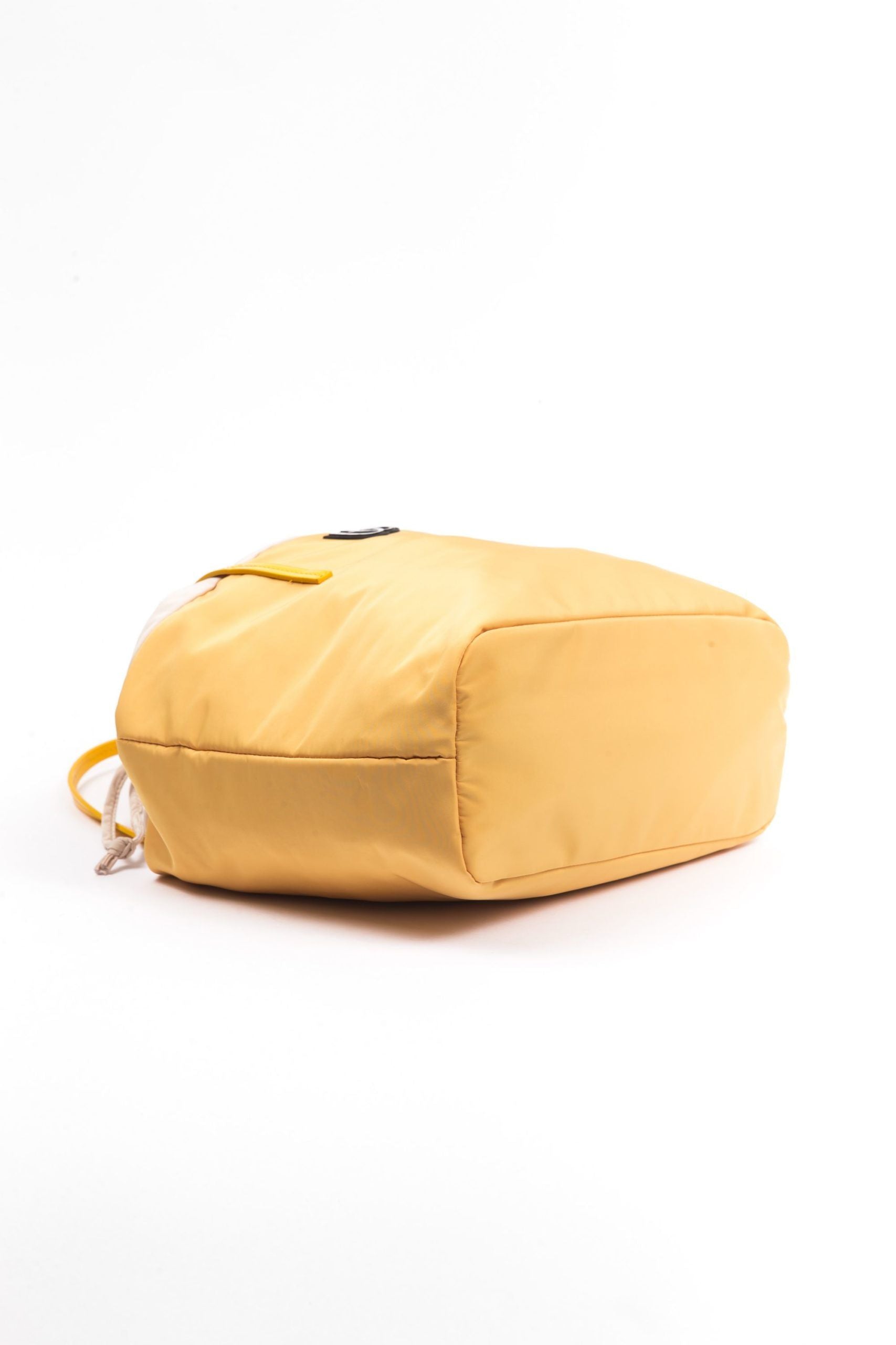 Yellow Polyester Shoulder Bag With Glossy Patent Leather Detail