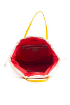 Yellow Polyester Shoulder Bag With Glossy Patent Leather Detail