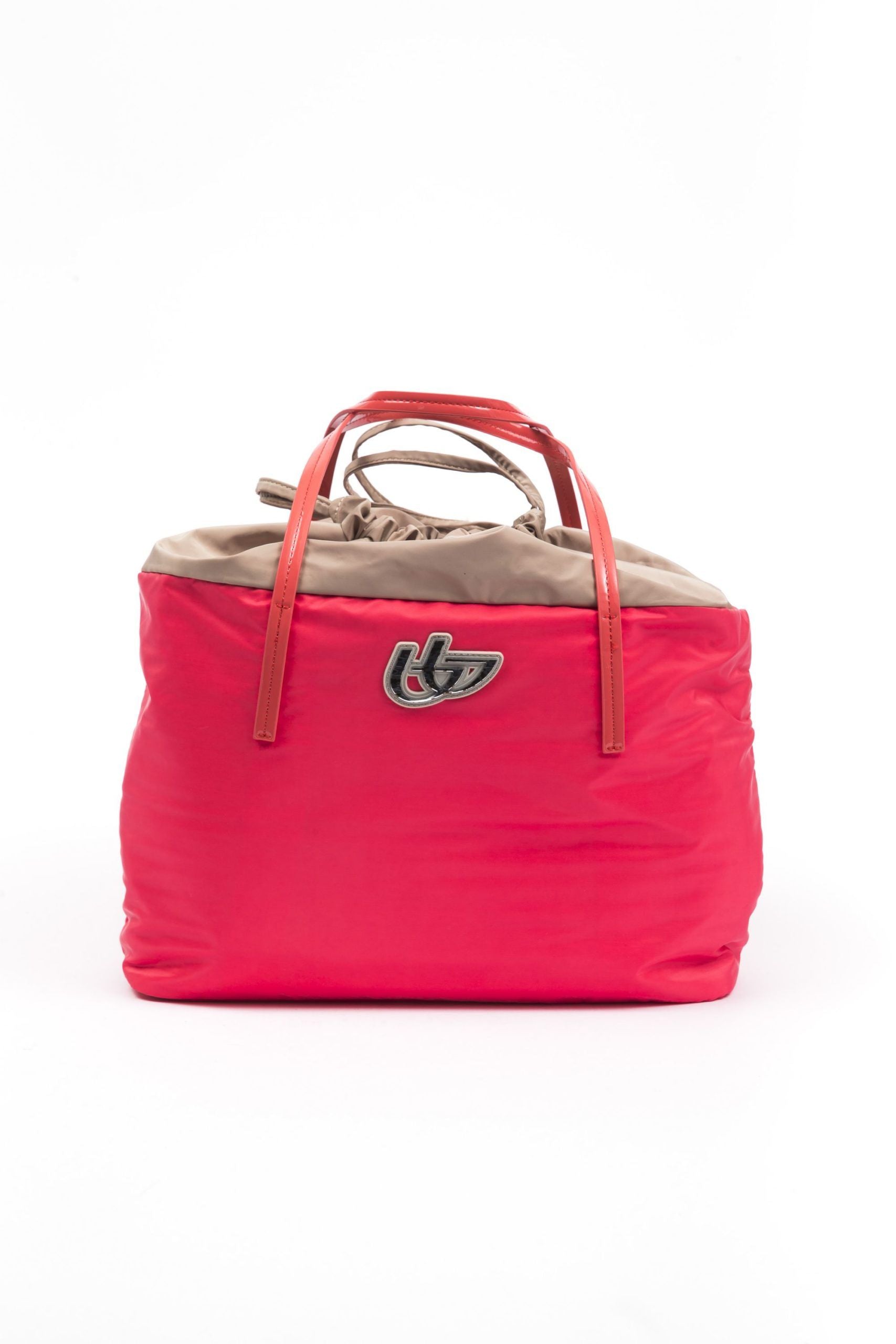 Red Polyester And Patent Leather Shoulder Bag