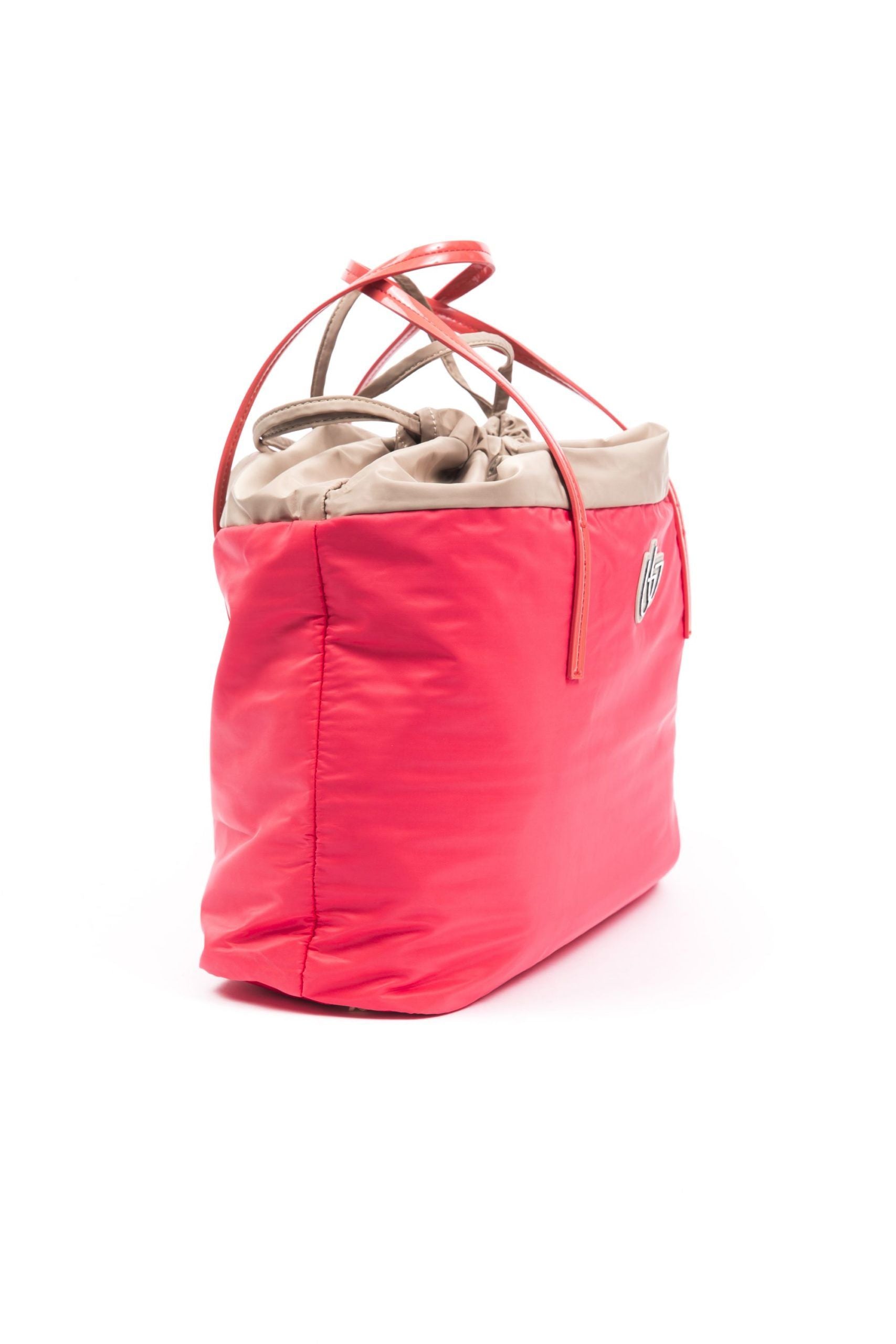 Red Polyester And Patent Leather Shoulder Bag