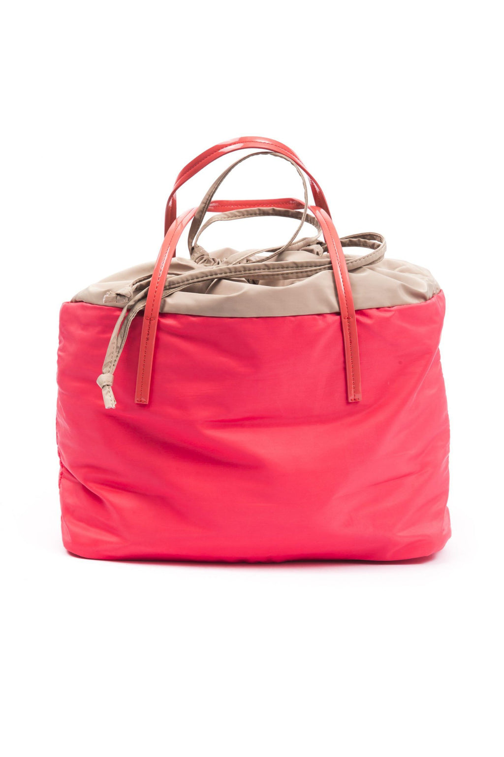 Red Polyester And Patent Leather Shoulder Bag