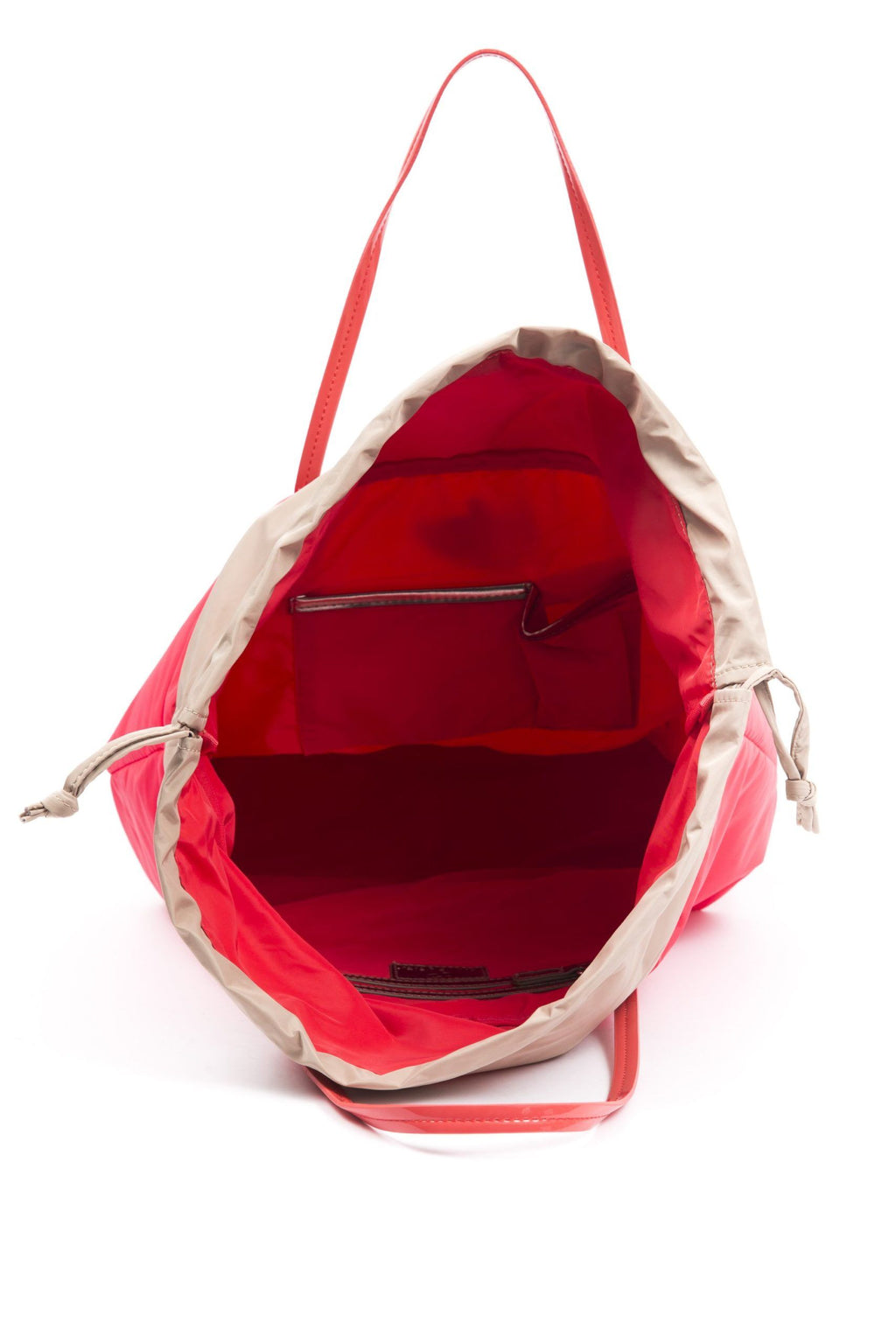 Red Polyester And Patent Leather Shoulder Bag