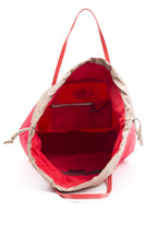 Red Polyester And Patent Leather Shoulder Bag