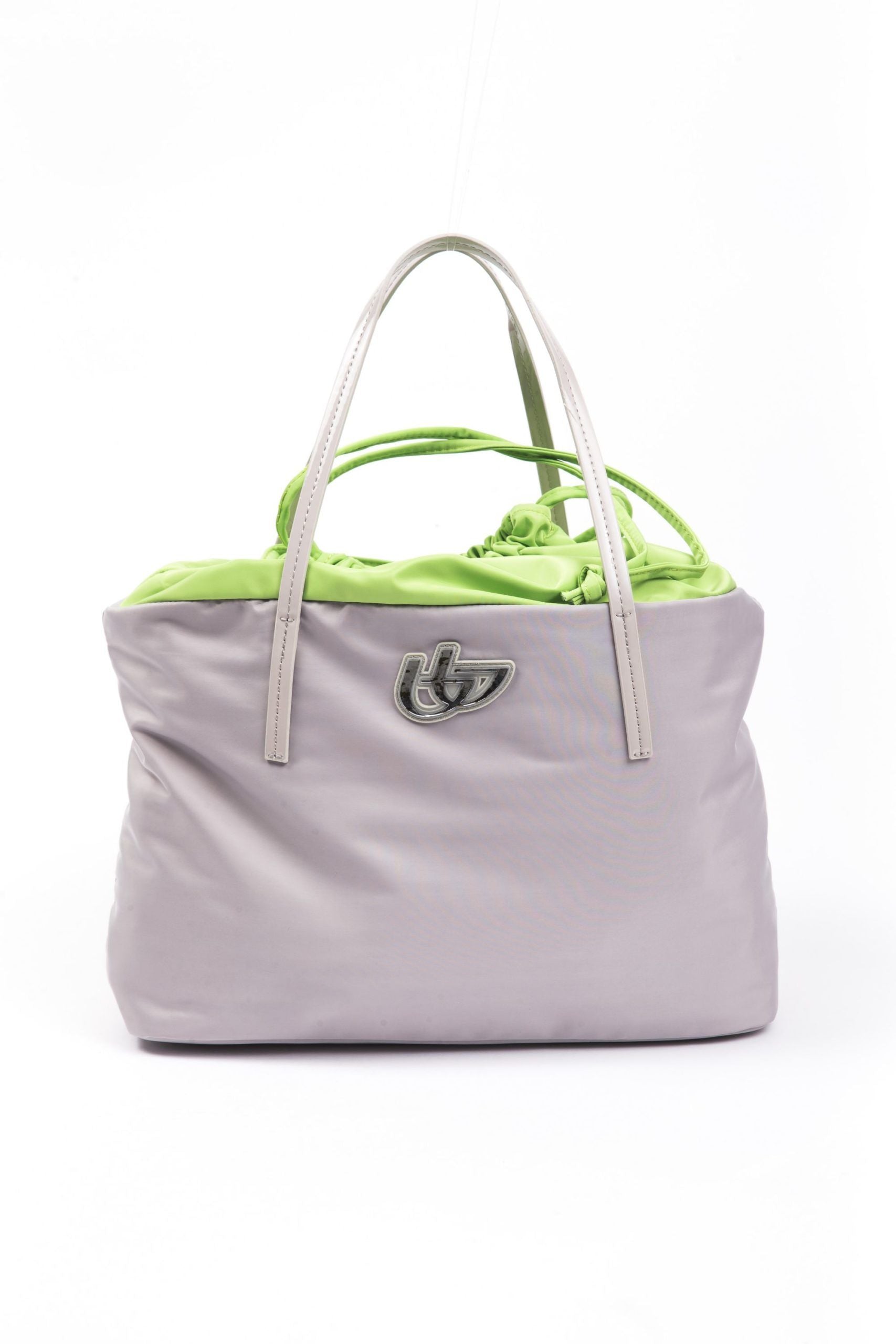 Gray Patent Leather Shopping Shoulder Bag