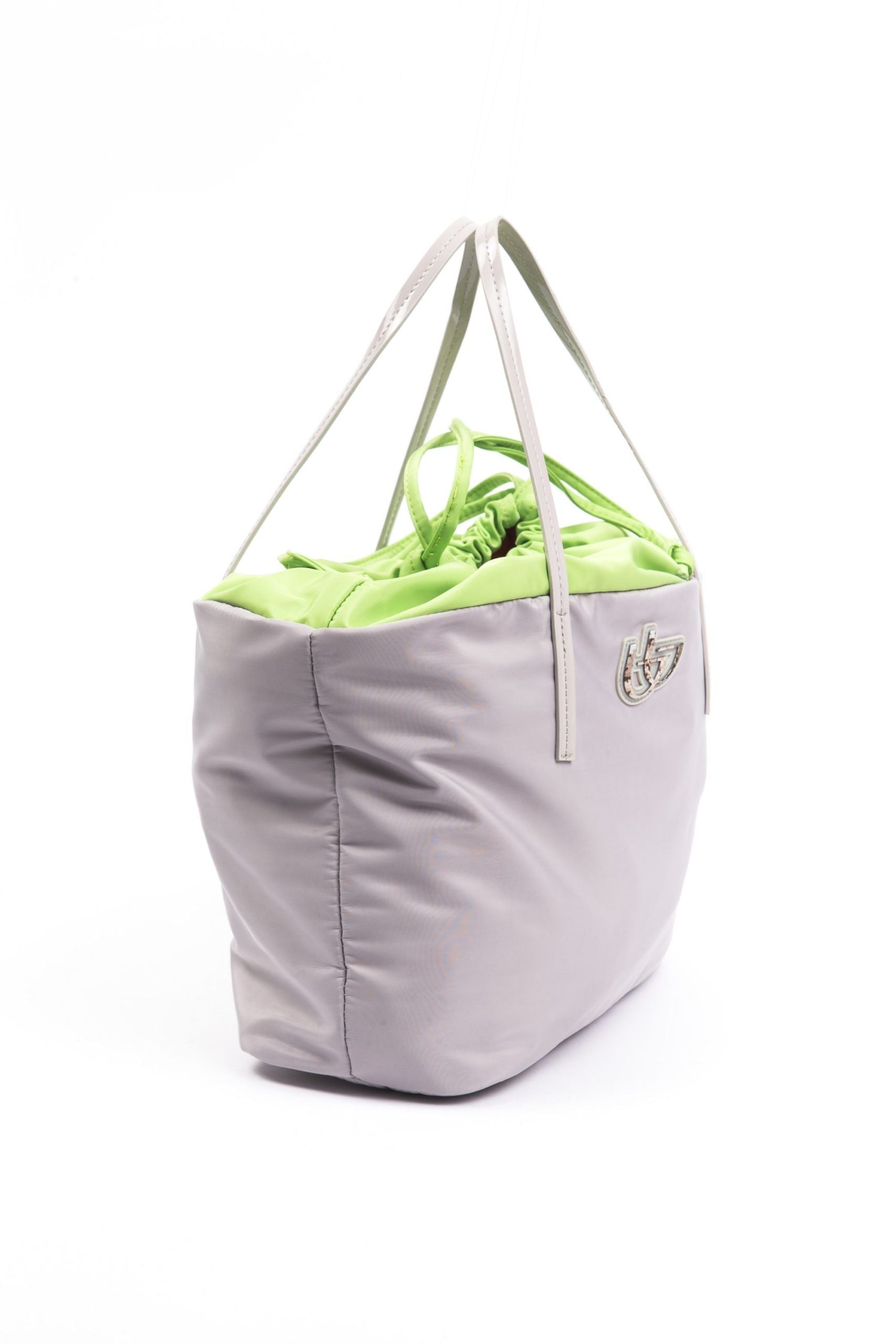 Gray Patent Leather Shopping Shoulder Bag