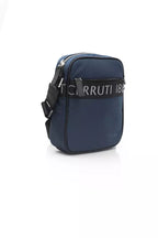 Blue Nylon and Leather Crossbody Bag