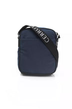 Blue Nylon and Leather Crossbody Bag