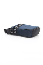 Blue Nylon and Leather Crossbody Bag