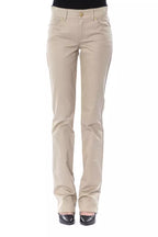 Beige Cotton Women's Tailored Trousers