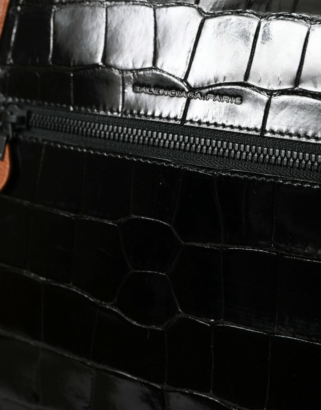 Black Brown Exotic Skin Leather Vertical Crossbody Bag