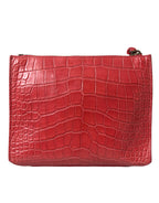Red Alligator Leather Classic Pouch Wristlet