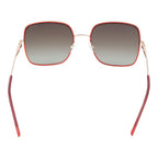 Red Metal Square Sunglasses