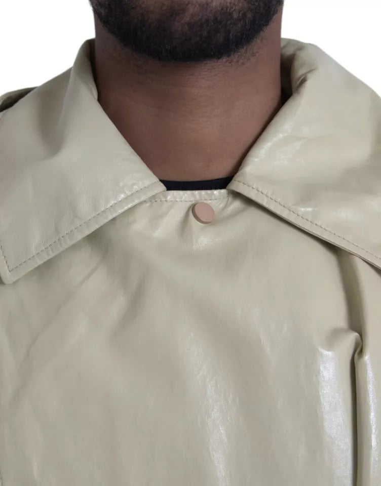 Calf Leather Trench Coat Jacket