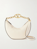 Ivory Leather Small Vlogo Moon Hobo Bag