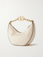 Ivory Leather Small Vlogo Moon Hobo Bag