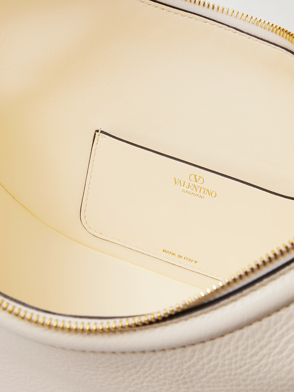 Ivory Leather Small Vlogo Moon Hobo Bag