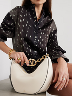 Ivory Leather Small Vlogo Moon Hobo Bag