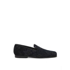 Jacquard Flower Print Leather Slip-On Loafers