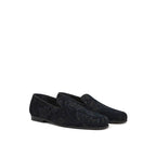 Jacquard Flower Print Leather Slip-On Loafers