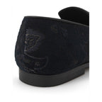 Jacquard Flower Print Leather Slip-On Loafers