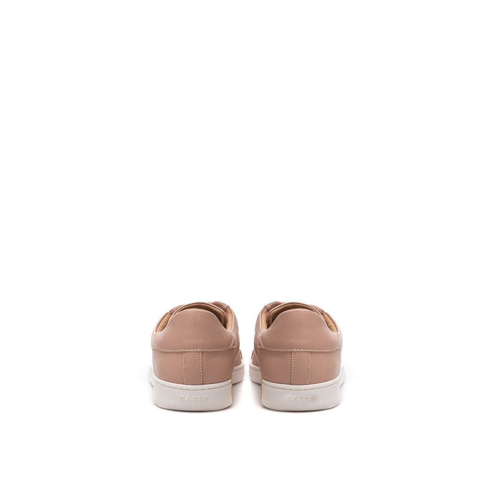 Pink Grained Leather Low Top Sneakers