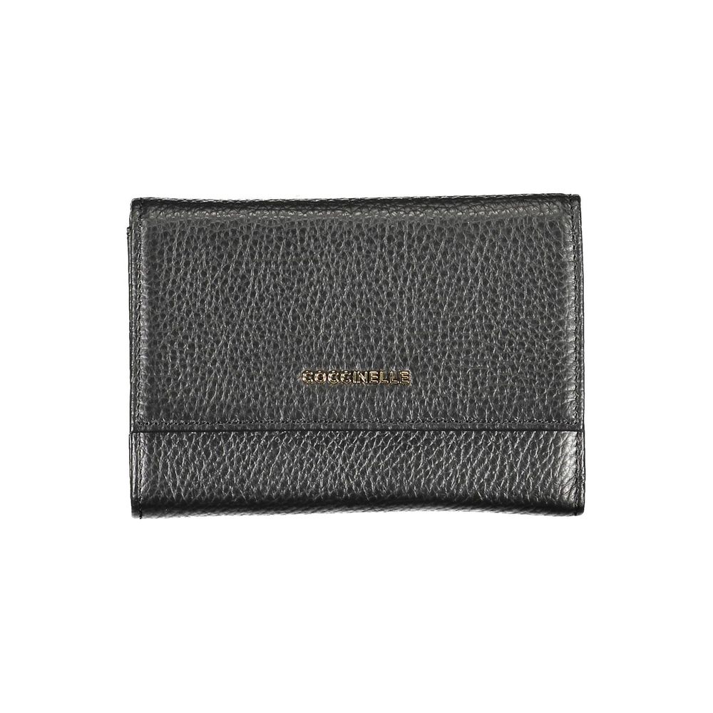 Black Leather Zip-Around Wallet