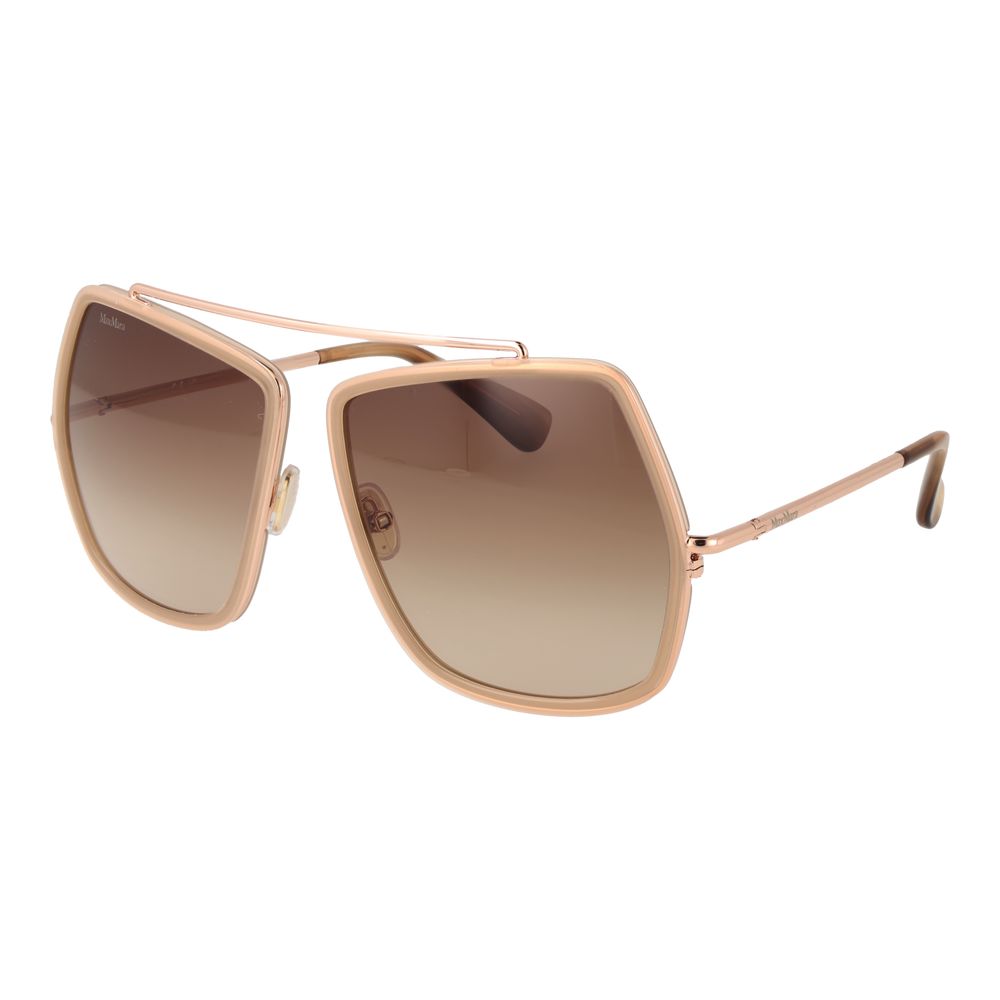 Beige Metal Full‑Rim Sunglasses