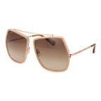 Beige Metal Full‑Rim Sunglasses