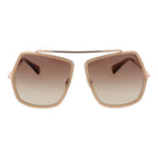 Beige Metal Full‑Rim Sunglasses