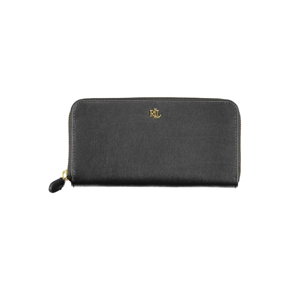 Black Leather Zip-Around Wallet