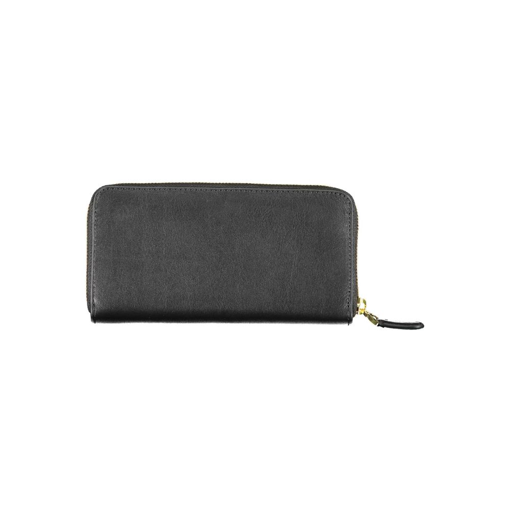 Black Leather Zip-Around Wallet