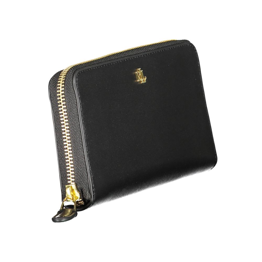 Black Leather Zip-Around Wallet